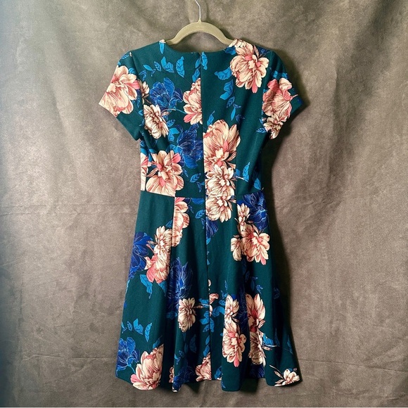 Eliza J Floral Fit & Flare Dress Teal Pink Blue Garden Party Wedding Guest Sz 6 - Picture 12 of 12